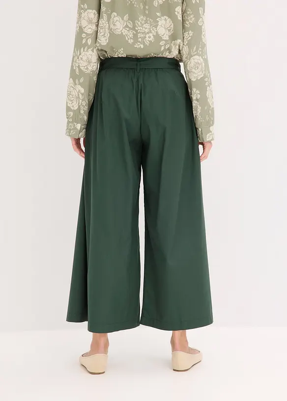 Bukse i bomullspoplin med belte (2-delt sett), bonprix