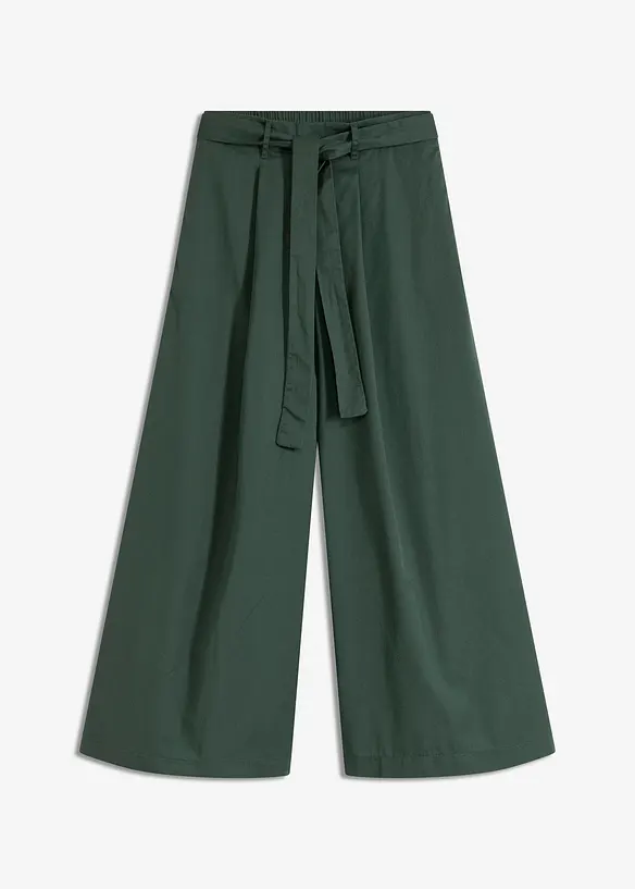 Bukse i bomullspoplin med belte (2-delt sett), bonprix