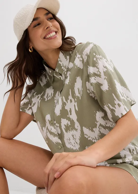 Viskosebluse med folklore trykk, bonprix