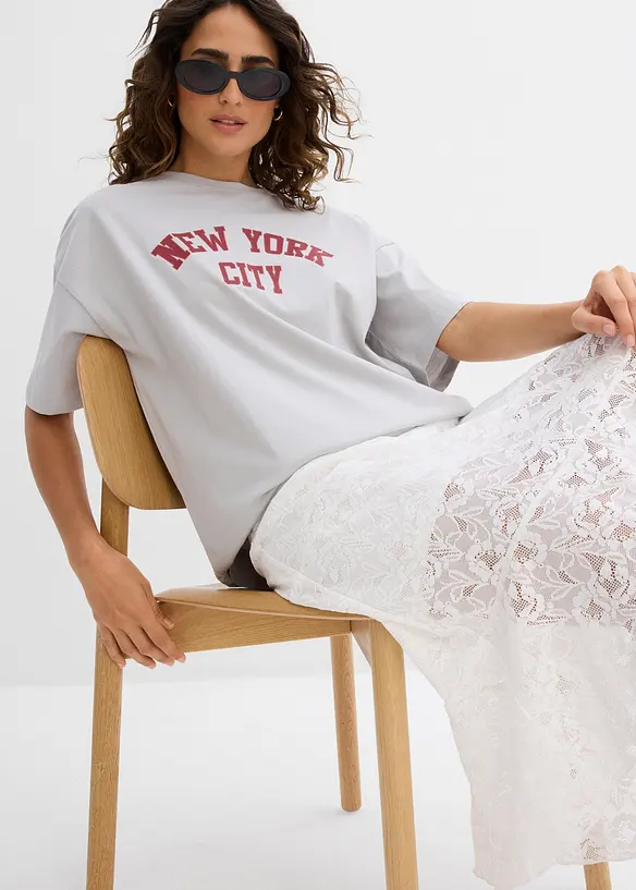 Oversized topp i 100% økologisk bomull, bonprix