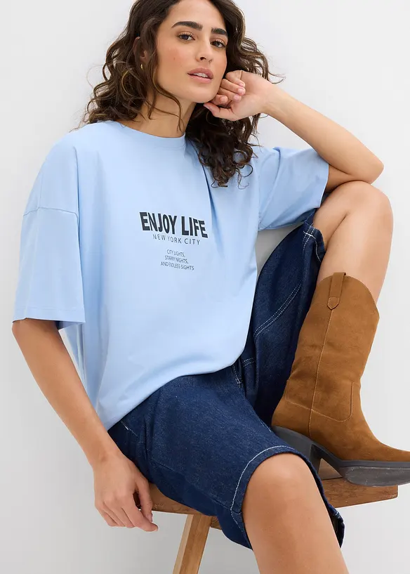 Oversized topp i 100% økologisk bomull, bonprix