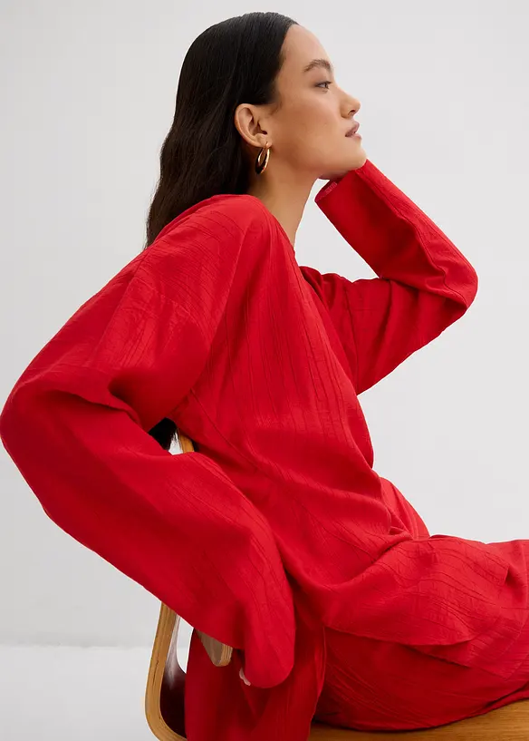 Oversized crinkle blusetunika i strukturert viskosemiks, bonprix