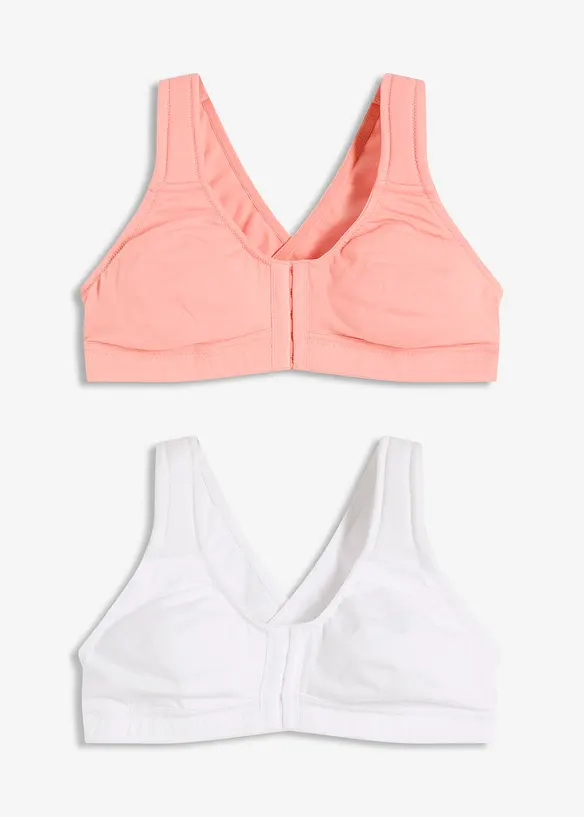 BH uten spiler med lukning foran og økologisk bomull (2-pack), bonprix