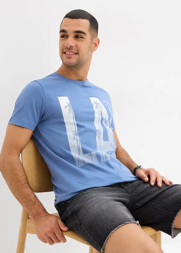 T-skjorte i økologisk bomull, Slim Fit, bonprix