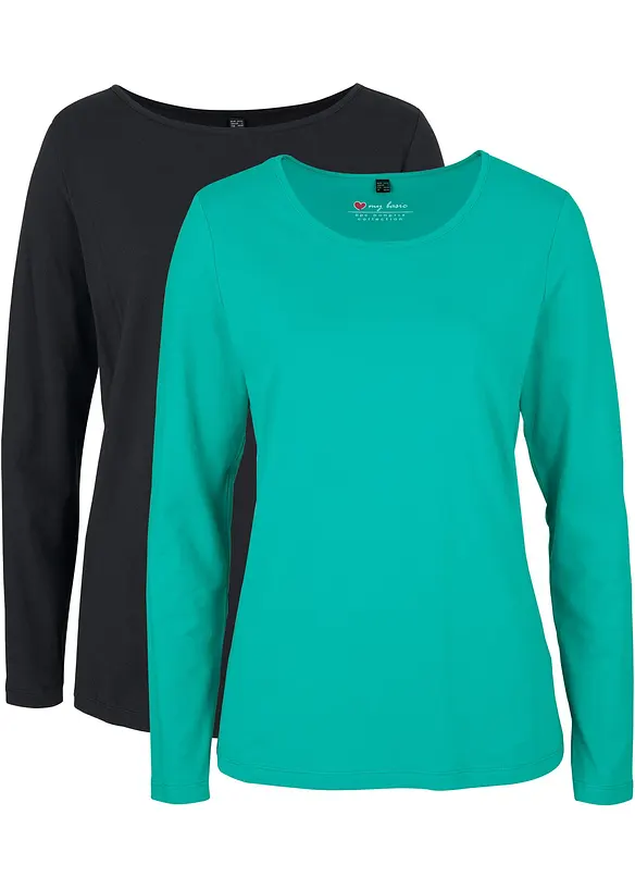 Langermet topp (2-pack), bonprix