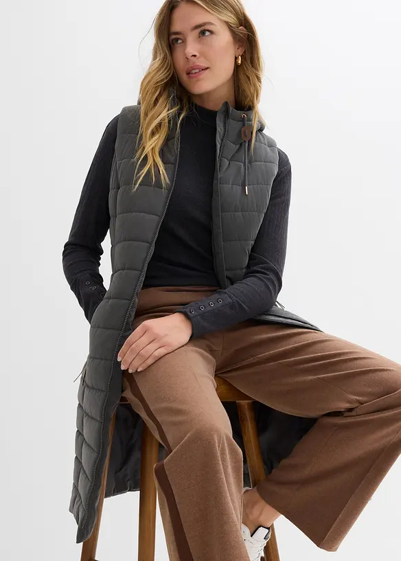 Lang, vattert vest, bonprix
