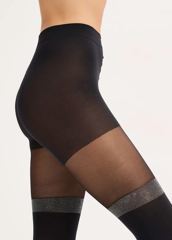 Overknee strømpebukse 70den med glitterkant, med resirkulert polyamid, bonprix