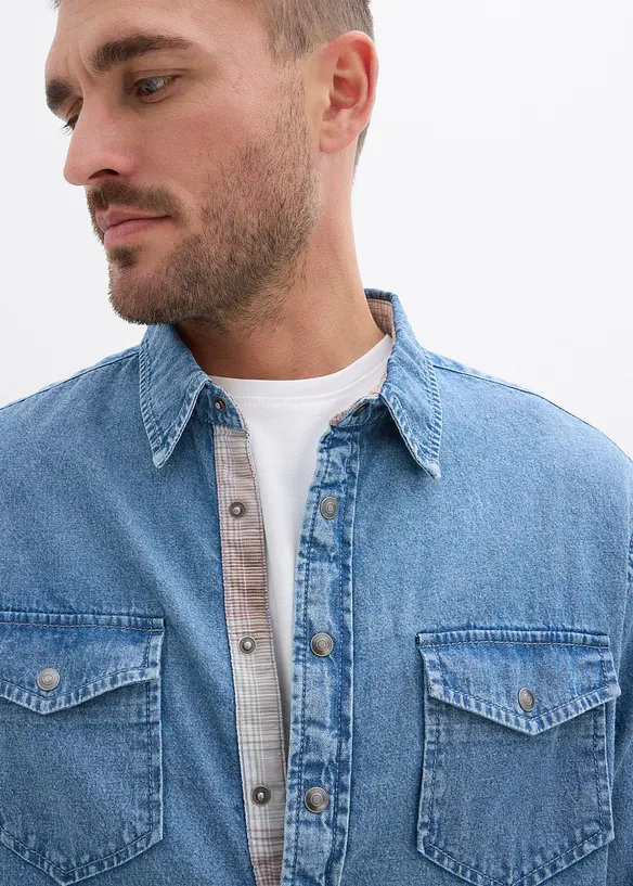 Denimskjorte i 100% bomull, bonprix