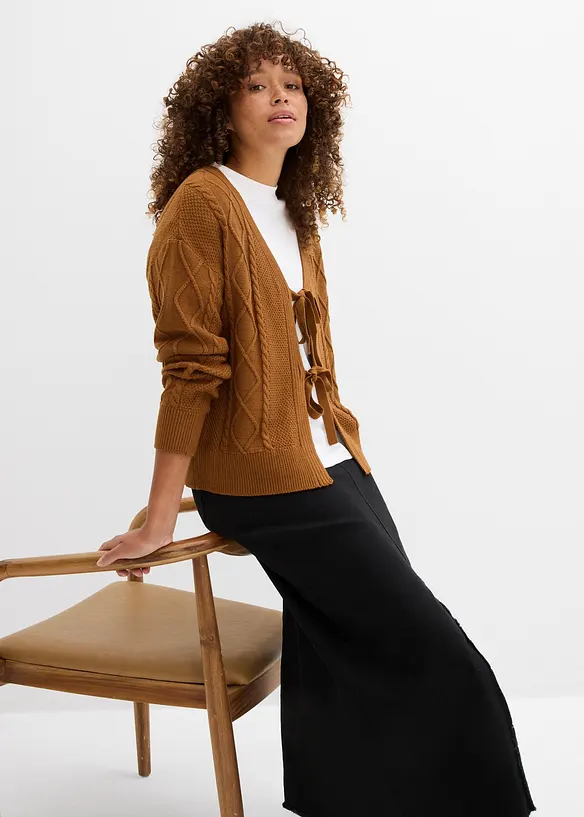 Cardigan med knyting, bonprix