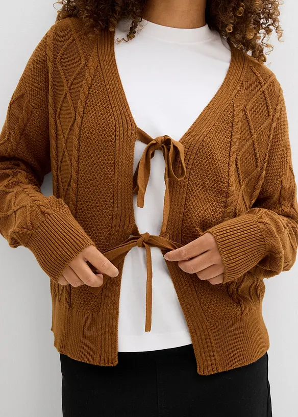 Cardigan med knyting, bonprix