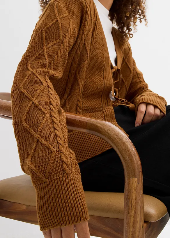 Cardigan med knyting, bonprix