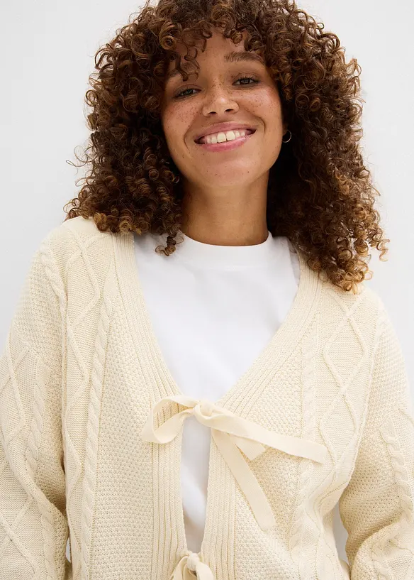 Cardigan med knyting, bonprix