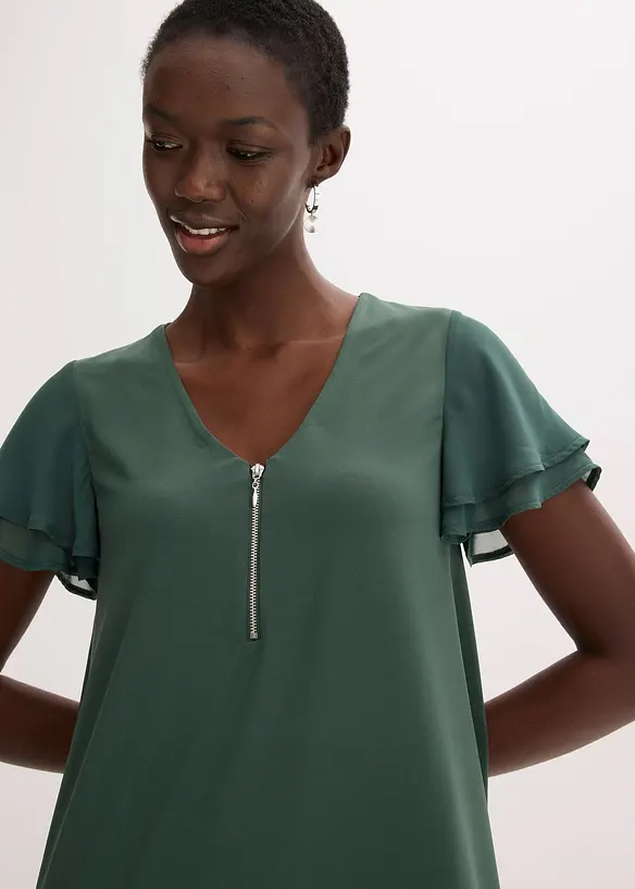 Trikotkjole med chiffonermer, bonprix