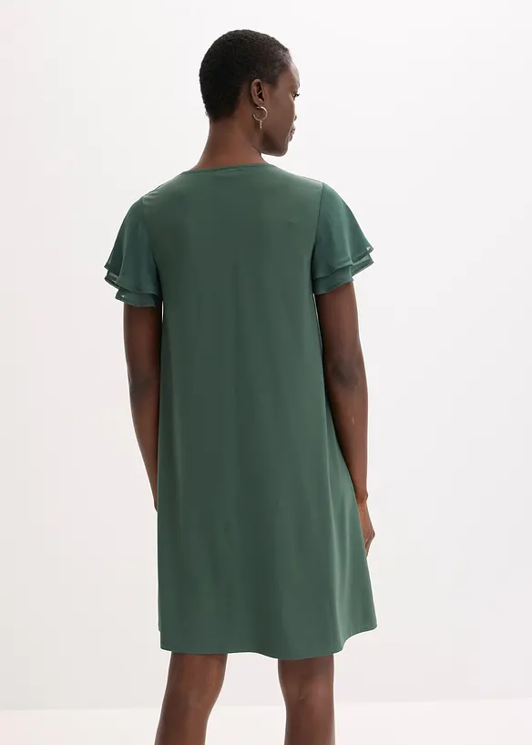 Trikotkjole med chiffonermer, bonprix