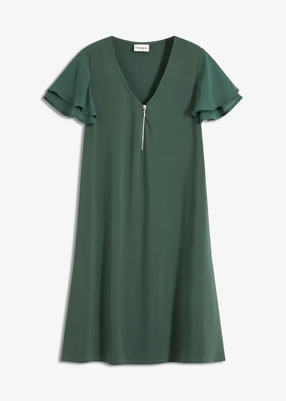 Trikotkjole med chiffonermer, bonprix