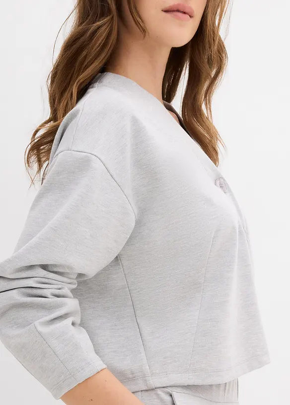 Sweatshirt i viskosemiks med knepping, bonprix