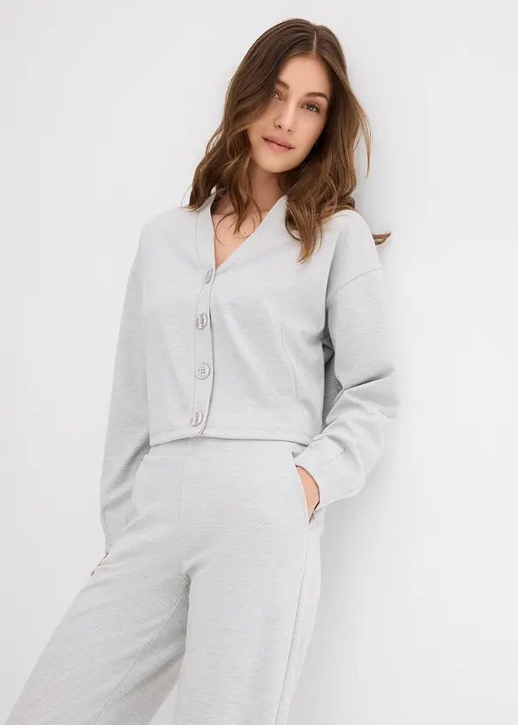 Sweatshirt i viskosemiks med knepping, bonprix