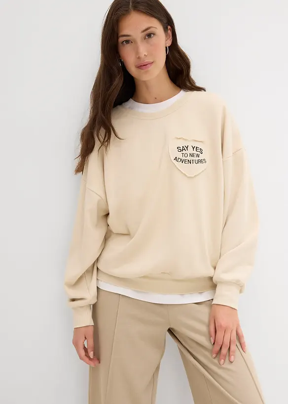 Oversized sweatshirt i myk bomullsmiks, bonprix