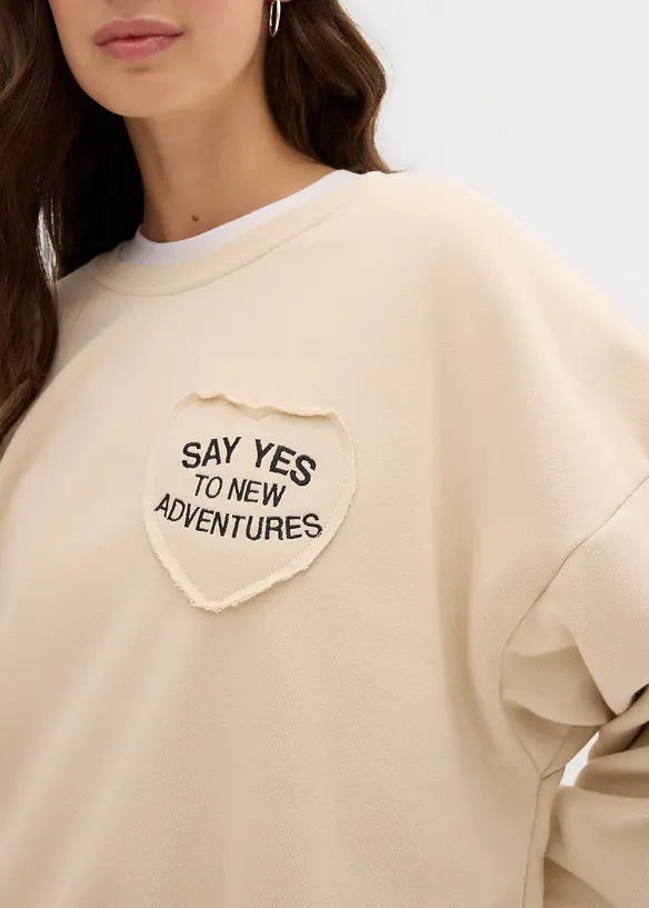 Oversized sweatshirt i myk bomullsmiks, bonprix