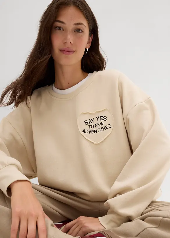 Oversized sweatshirt i myk bomullsmiks, bonprix