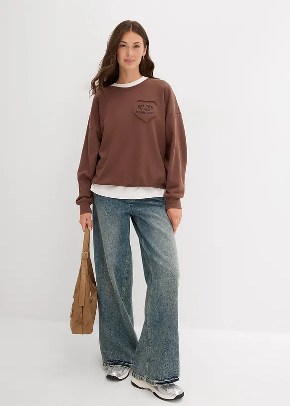 Oversized sweatshirt i myk bomullsmiks, bonprix