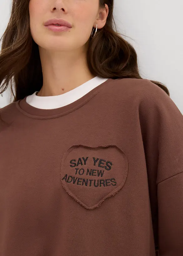 Oversized sweatshirt i myk bomullsmiks, bonprix