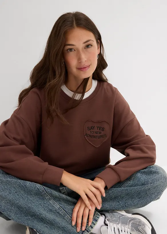 Oversized sweatshirt i myk bomullsmiks, bonprix