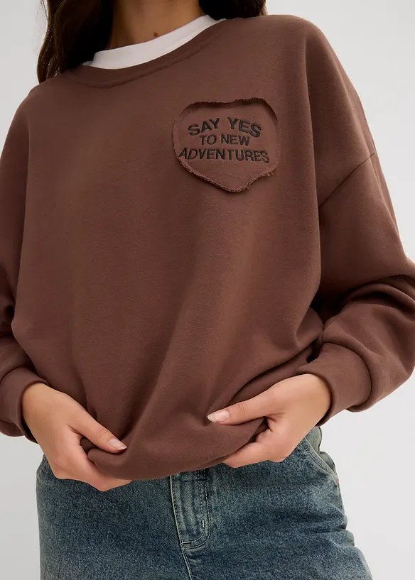 Oversized sweatshirt i myk bomullsmiks, bonprix