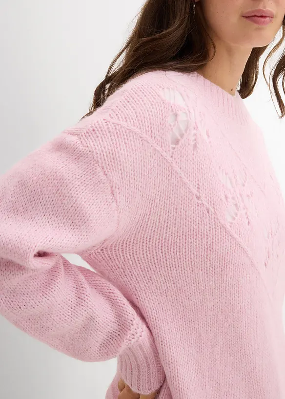 Grovstrikket genser i myk garnmiks med ull, bonprix