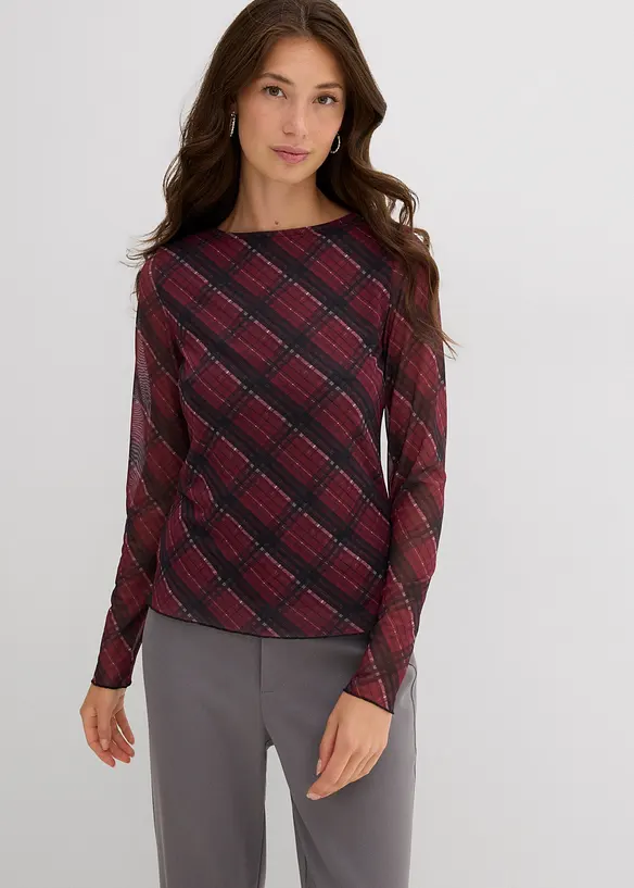 Langermet topp i fin mesh, bonprix