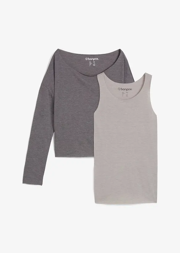 Singlet og langermet topp (sett i 2 deler) av jersey, bonprix