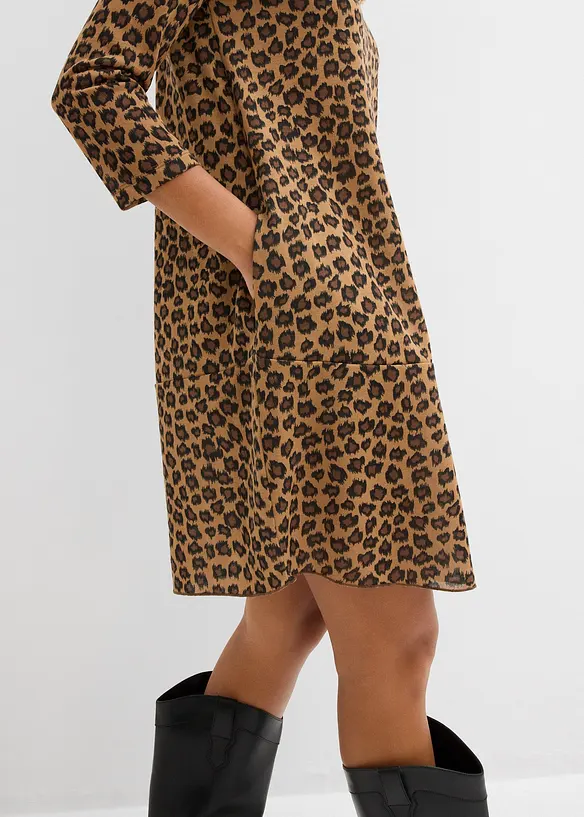 Kort trikotkjole i strikket look, bonprix