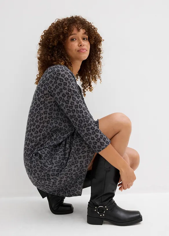 Kort trikotkjole i strikket look, bonprix