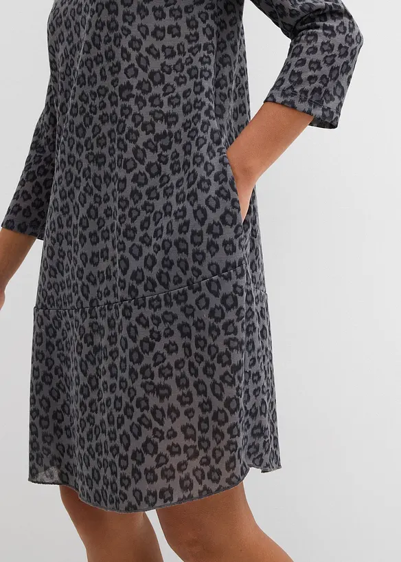 Kort trikotkjole i strikket look, bonprix