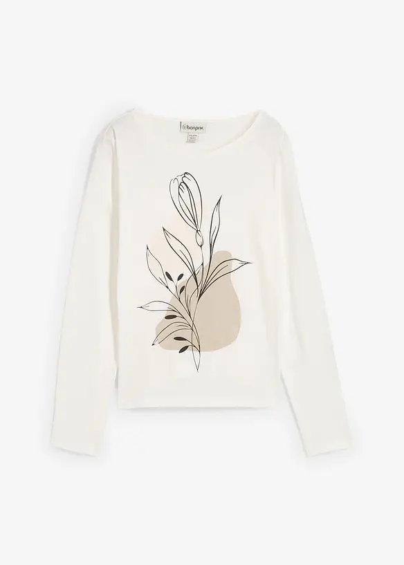 Langermet topp i 100% bomull, bonprix