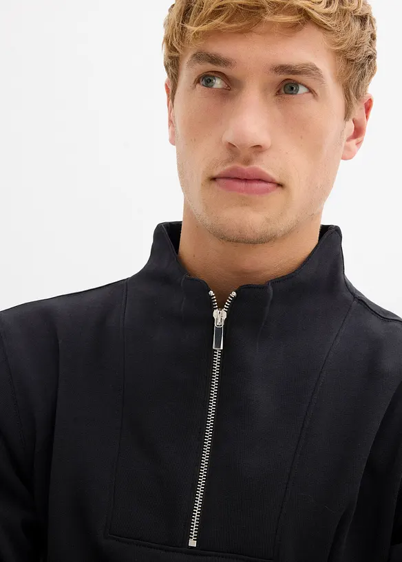Sweatshirt i 100% økologisk bomull med kort glidelås, bonprix
