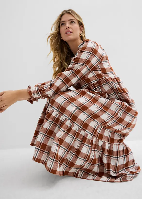 Midikjole i flanell, bonprix