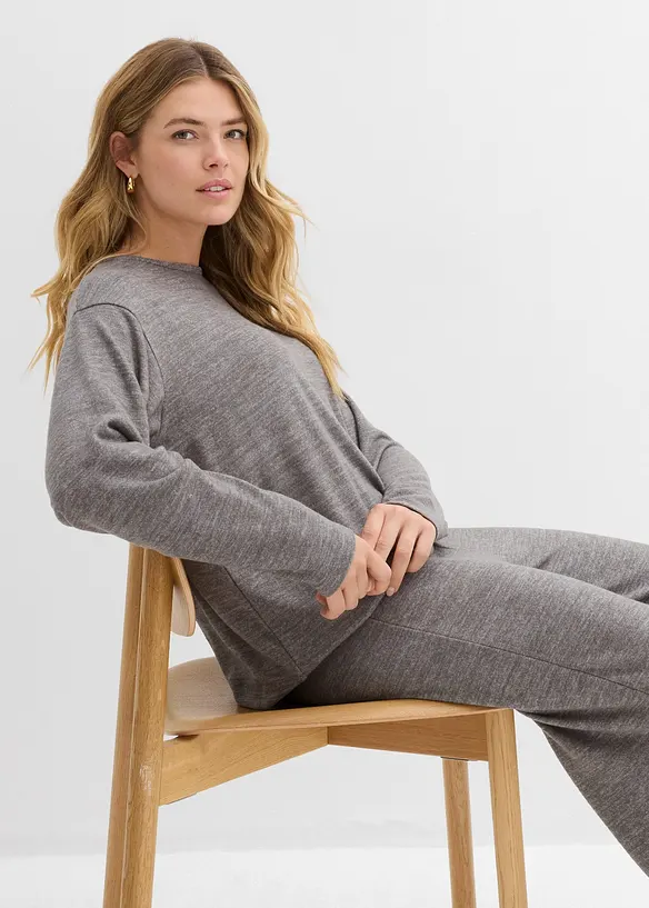 Lang sweatshirt i strikket look, bonprix