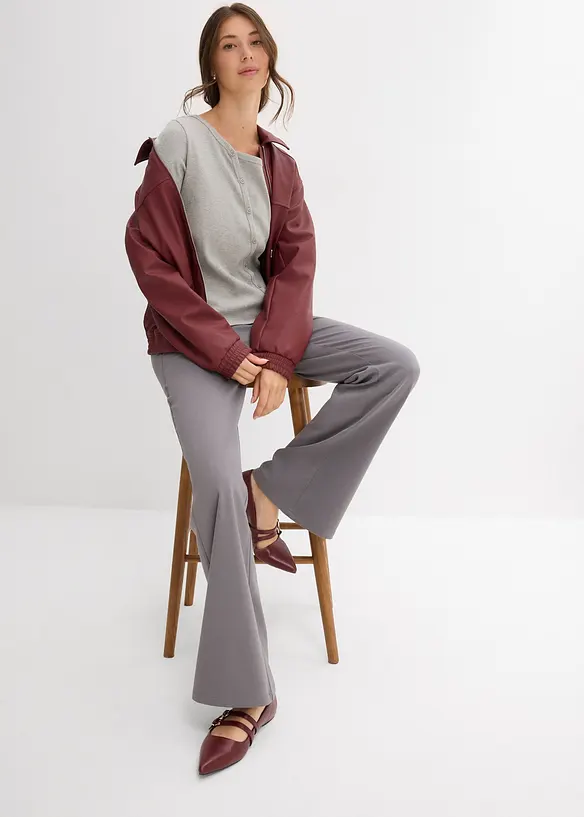 Ribbet, langermet topp, bonprix