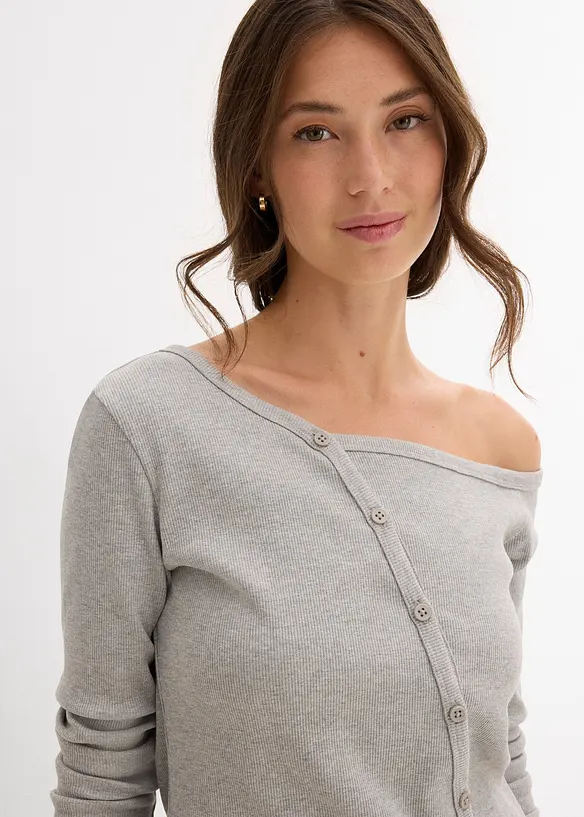 Ribbet, langermet topp, bonprix