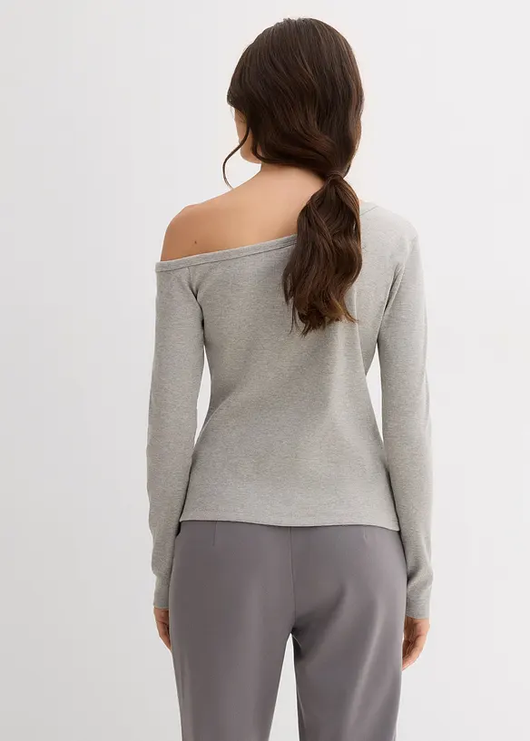 Ribbet, langermet topp, bonprix
