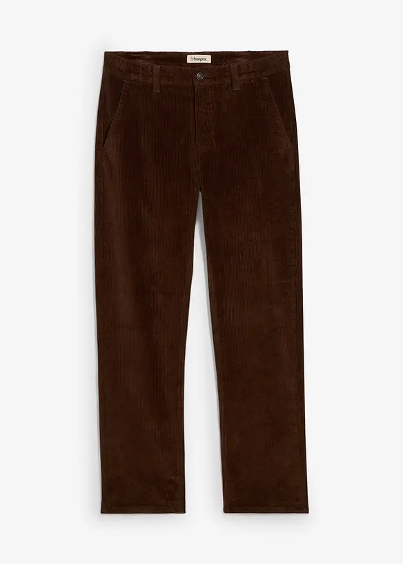 Relaxed Fit-kordfløyelsbukse med stretch, Straight, bonprix