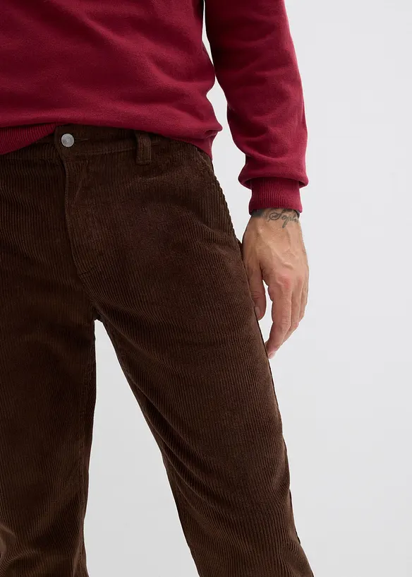 Relaxed Fit-kordfløyelsbukse med stretch, Straight, bonprix