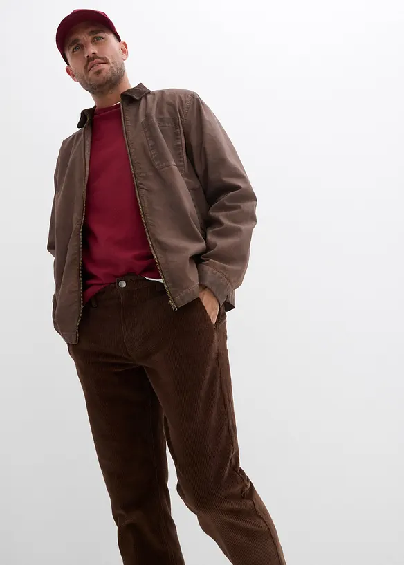 Relaxed Fit-kordfløyelsbukse med stretch, Straight, bonprix
