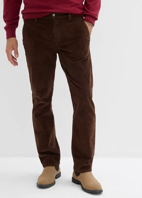 Relaxed Fit-kordfløyelsbukse med stretch, Straight, bonprix