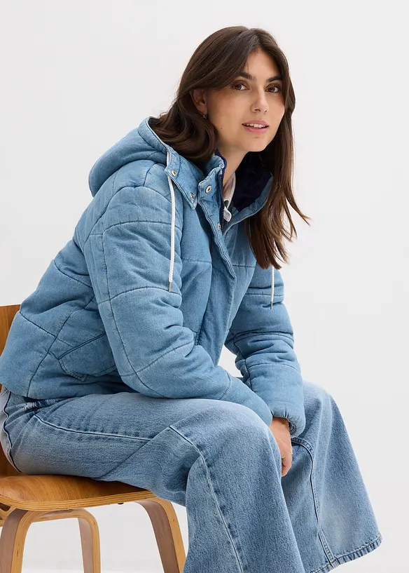 Vattert jakke i denim, bonprix
