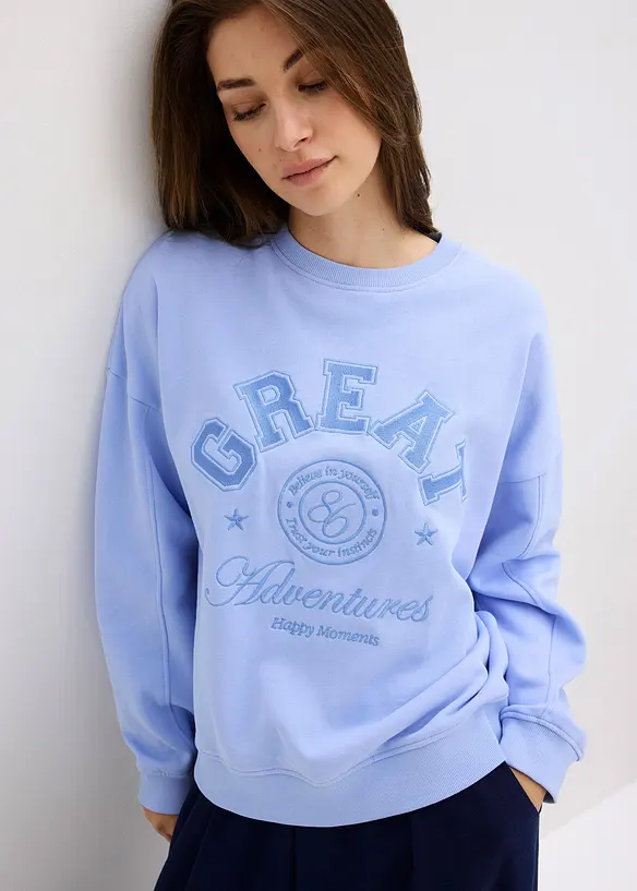Oversized sweatshirt i 100% bomull, bonprix