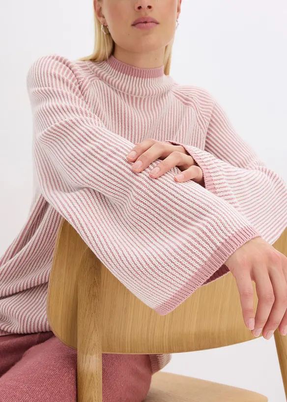 Oversized genser med høy kant i halsen, bonprix
