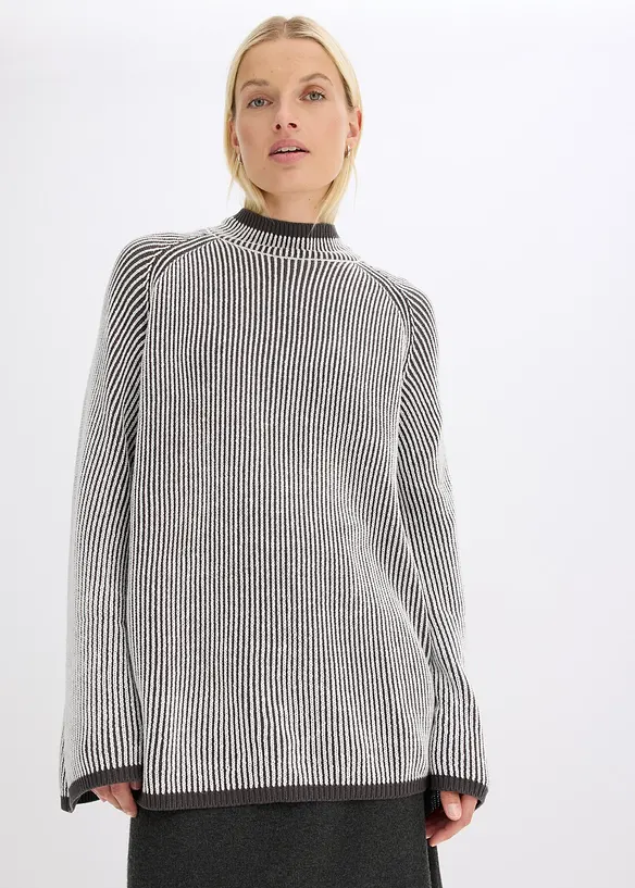 Oversized genser med høy kant i halsen, bonprix