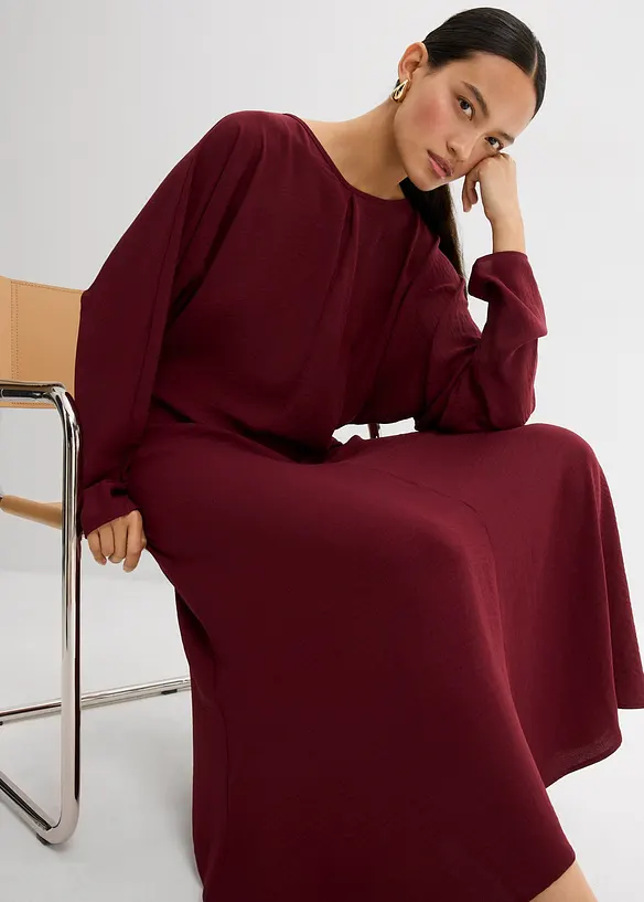 Midikjole med drapering, bonprix